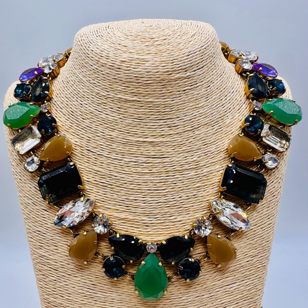 Vintage Rare J.Crew Crystal Melange Multicolor Statement Necklace